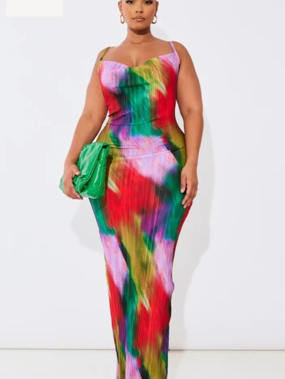 PrettyLittleThing Multi-Color Plisse Cowl Neck Maxi Dress
